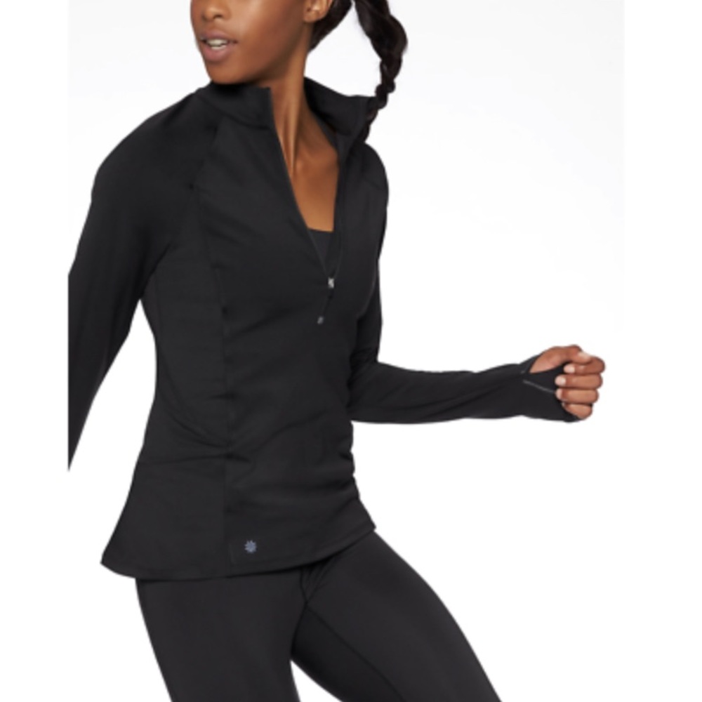 NWT athleta run free half zip black size small